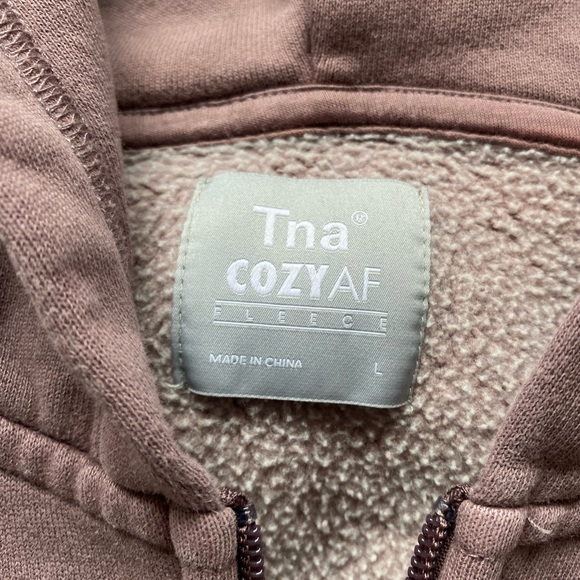 Tna Mauve Cozy Fleece Bf Boxy Zip Hoodie - Picture 3 of 3